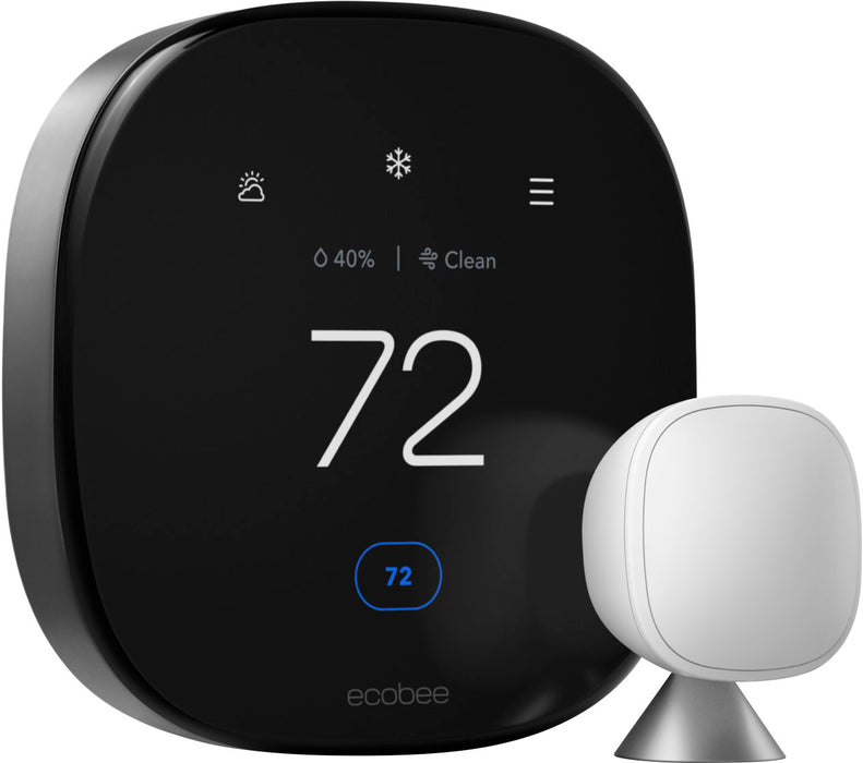 ecobee - Premium Smart Programmable Touch-Screen Thermostat with Siri Alexa Apple HomeKit and Google Assistant - Black