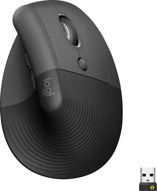 Logitech - Lift Vertical Wireless Ergonomic Mouse with 4 Customizable Buttons - Graphite