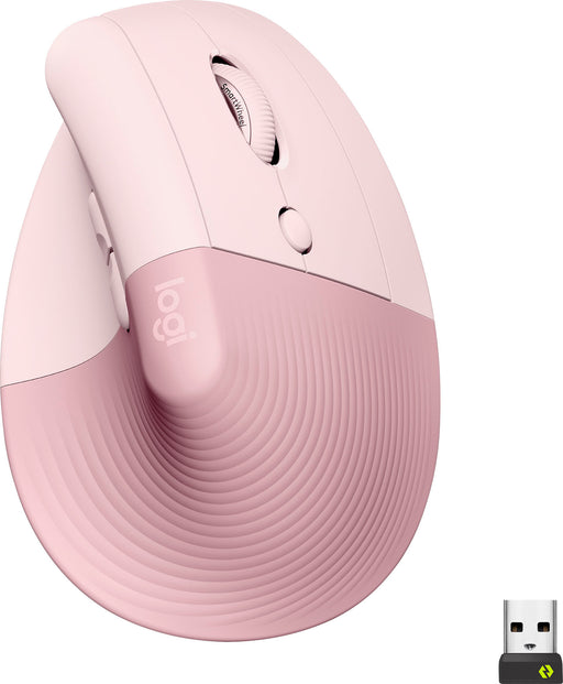 Logitech - Lift Vertical Wireless Ergonomic Mouse with 4 Customizable Buttons - Rose