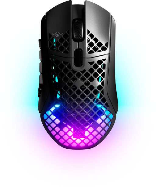 SteelSeries - Aerox 9 Wireless Ultra Lightweight Honeycomb Water Resistant RGB Optical Gaming Mouse With 18 Programmable Buttons - Black