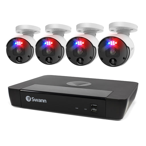 Swann - Professional 8-Channel 4-Cameras Indoor/Outdoor Wired 12MP Ultra HD 2TB NVR Security System - White