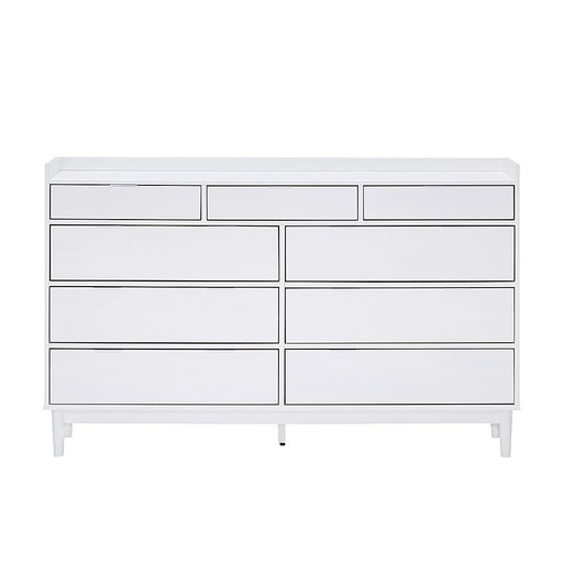 Walker Edison - Mid Century Modern Solid Wood Tray-Top 9-Drawer Dresser - White