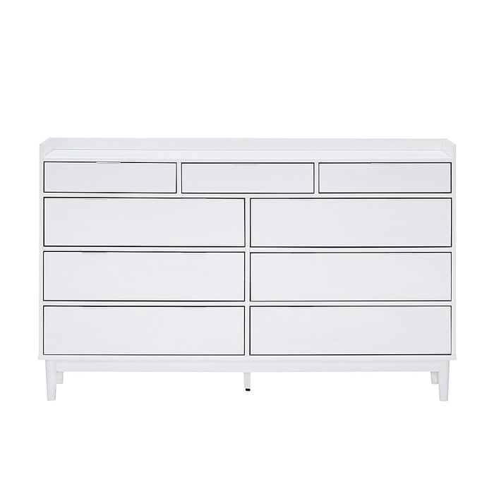 Walker Edison - Mid Century Modern Solid Wood Tray-Top 9-Drawer Dresser - White