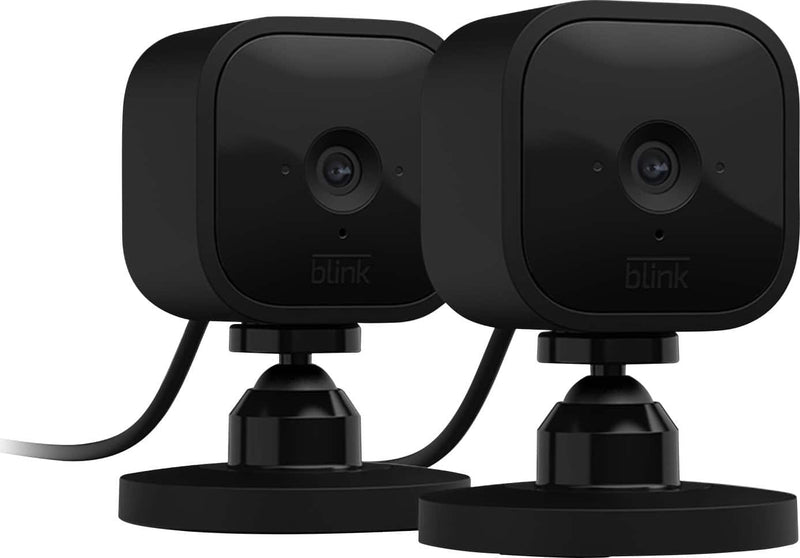 Blink - Mini - Compact indoor plug-in smart security camera 1080p night vision motion detection 2 way audio  2 cam - Black