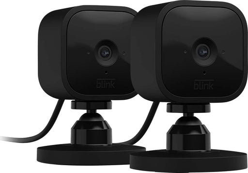 Blink - Mini - Compact indoor plug-in smart security camera 1080p night vision motion detection 2 way audio  2 cam - Black