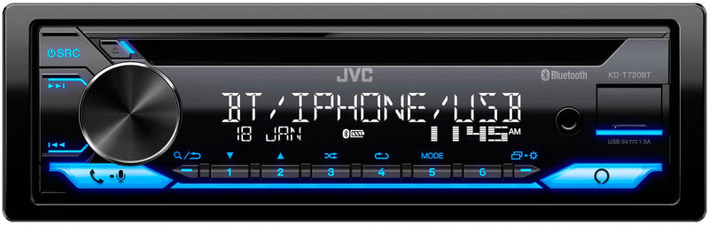 JVC - Bluetooth CD Receiver with Alexa Built-In and USB Rapid Charge Detachable Faceplate - Black