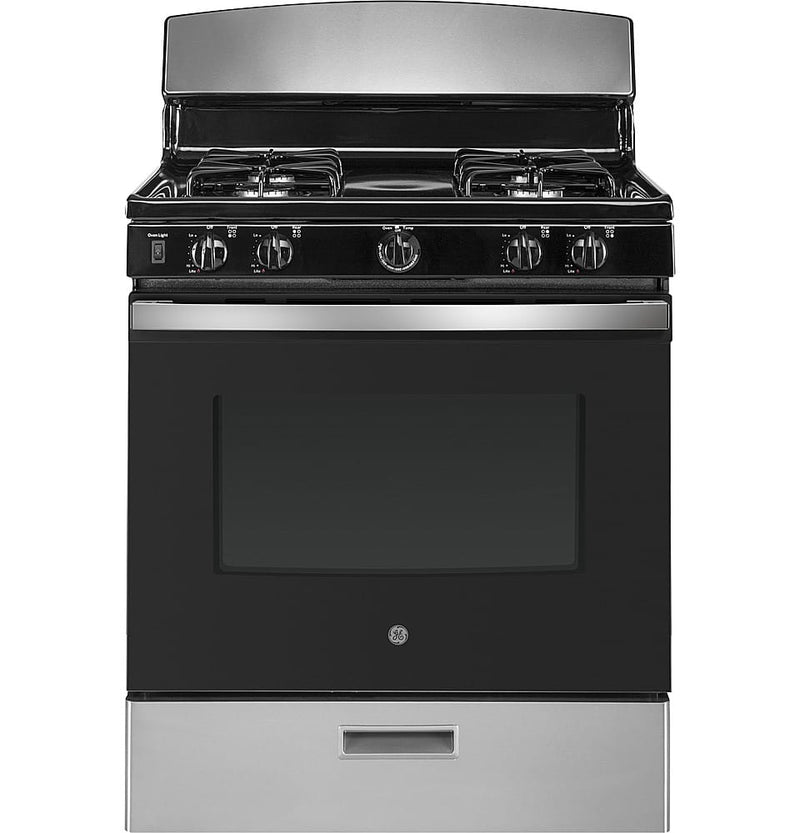 GE - 4.8 Cu. Ft. Freestanding Gas Range with Precise Simmer Burner and Sealed Cooktop Burners - Stainless Steel