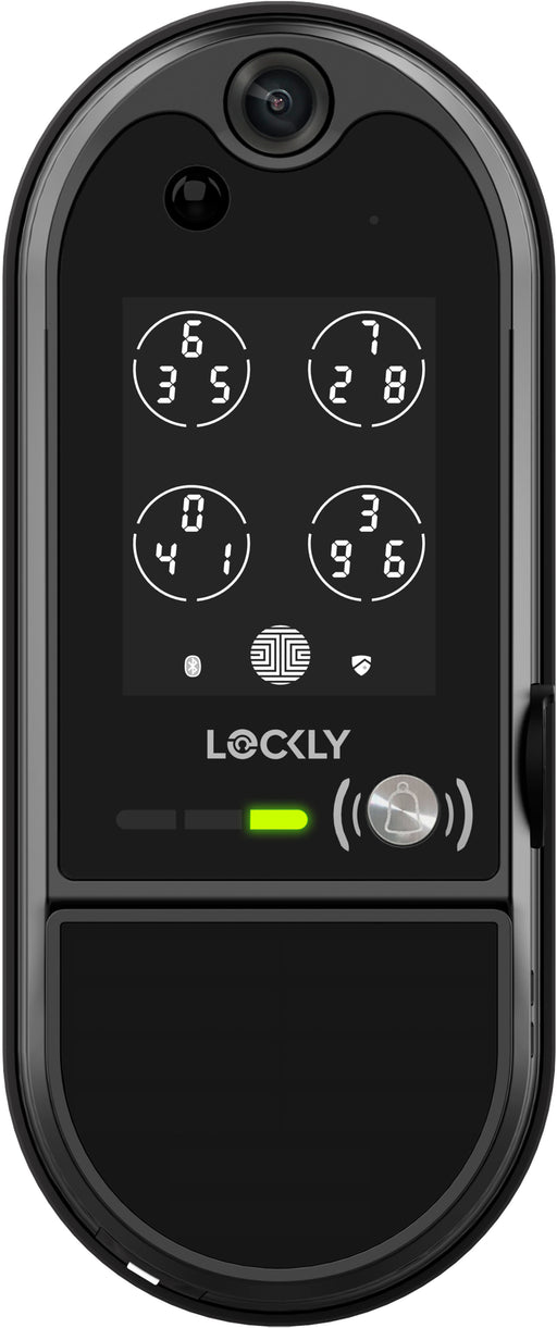 Lockly - Vision Elite Smart Lock Deadbolt with with App/Keypad/Biometric/Voice Assistant/Key Access Solar Charging - Matte Black