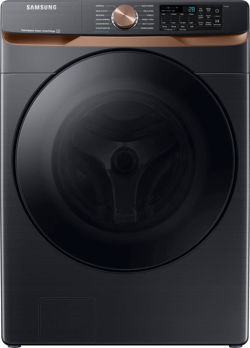Samsung - 5.0 Cu. Ft. High-Efficiency Stackable Smart Front Load Washer with Steam and Super Speed Wash - Brushed Black