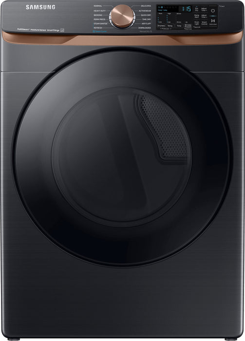 Samsung - 7.5 Cu. Ft. Stackable Smart Electric Dryer with Steam and Sensor Dry - Brushed Black