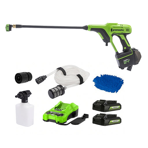 Greenworks - 24V 600-PSI 0.8 GPM Cordless Power Cleaner with (2) 2.0 Ah Batteries and Charger - Green