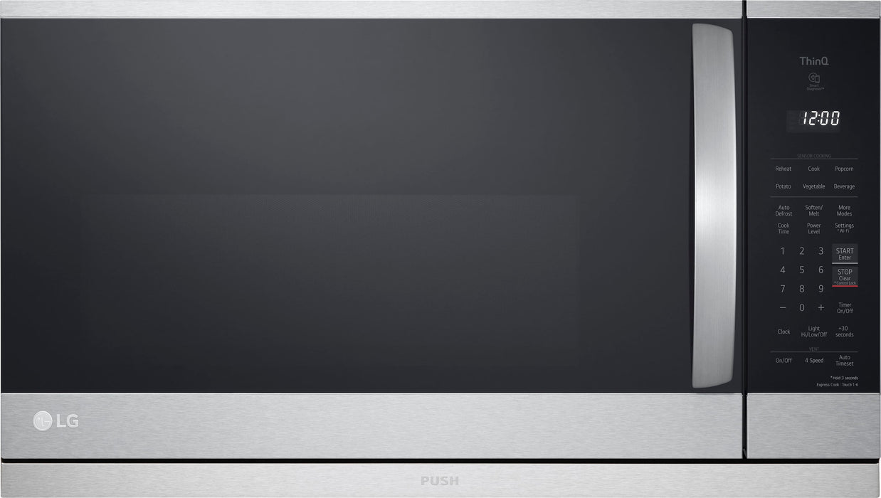 LG - 2.1 Cu. Ft. Over-the-Range Smart Microwave with Sensor Cooking and ExtendaVent 2.0 - Stainless Steel