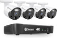 Swann Master Series Home 8-Channel 4-Camera 4K UHD Indoor/Outdoor PoE Wired 2TB HDD NVR Security Surveillance System - Black