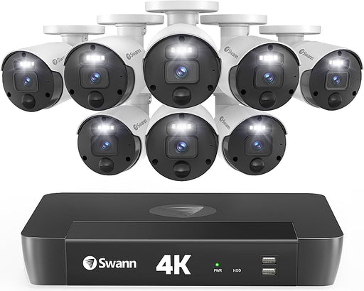 Swann Master Series 8-Channel 8 Camera 4K UHD Indoor/Outdoor PoE Wired 2TB HDD NVR Security Surveillance System Black - Black