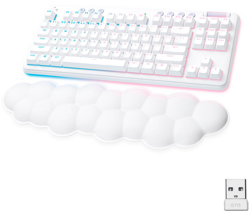 Logitech - G715 Aurora Collection TKL Wireless Mechanical Tactile Switch Gaming Keyboard for PC/Mac with Palm Rest Included - White Mist