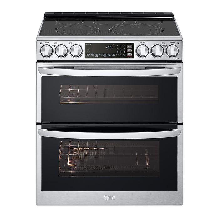 LG - 7.3 Cu. Ft. Smart Slide-In Double Oven Electric True Convection Range with EasyClean and InstaView - Stainless Steel