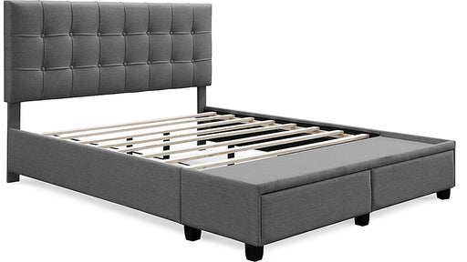 Click Decor - ClickDecor Edmond Storage Bed with Adjustable Height Headboard Queen Size Dark Gray - Dark Gray