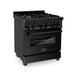 ZLINE - 30" Legacy Dual Fuel Range w/ 4 Brass Burners  Oven in Black Stainless Steel (RAB-BR-30) - Black Stainless Steel with Brass Burners