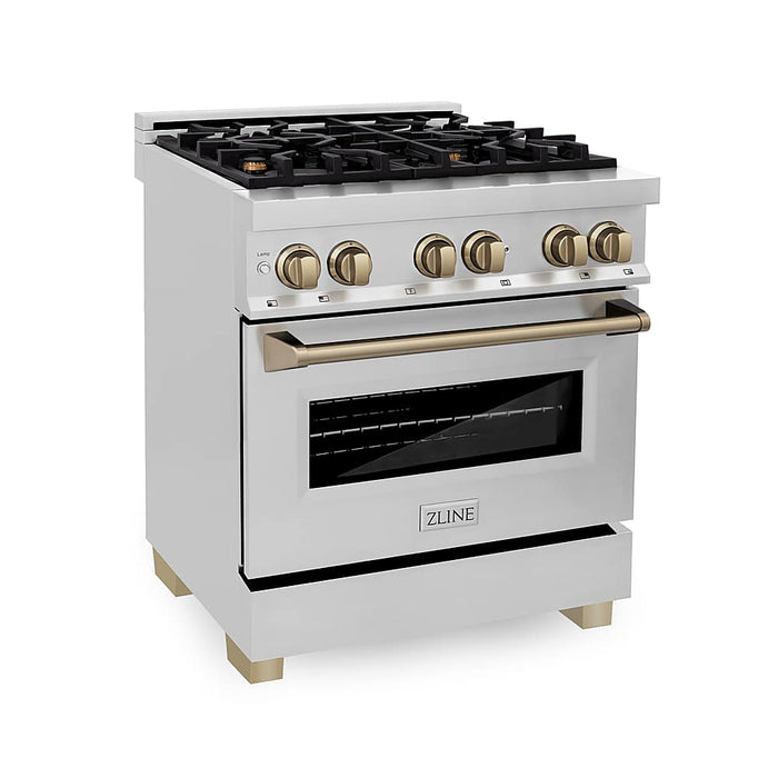 ZLINE - Autograph 30" Legacy Dual Fuel Range w/ 4 Burners  Champagne Bronze Accents (RAZ-30-CB)