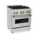 ZLINE - Autograph 30" Legacy Dual Fuel Range w/ 4 Burners  Champagne Bronze Accents (RAZ-30-CB)