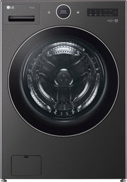 LG - 5.0 Cu. Ft. High-Efficiency Stackable Smart Front Load Washer with Steam and TurboWash 360 - Black Steel