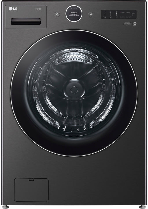 LG - 5.0 Cu. Ft. High-Efficiency Stackable Smart Front Load Washer with Steam and TurboWash 360 - Black Steel