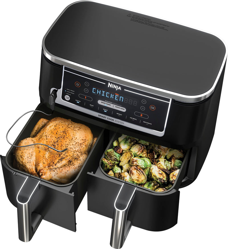 Ninja - Foodi 6-in-1 10-qt. XL 2-Basket Air Fryer with DualZone Technology  Smart Cook System - Black