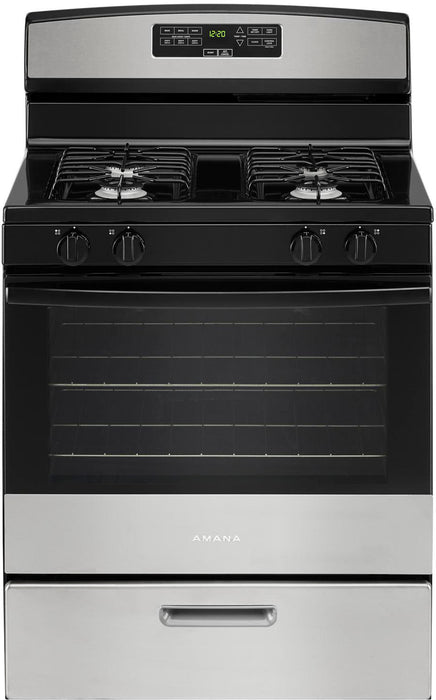 Amana - 5.1 Cu. Ft. Freestanding Gas Range with Bake Assist Temps - Stainless Steel