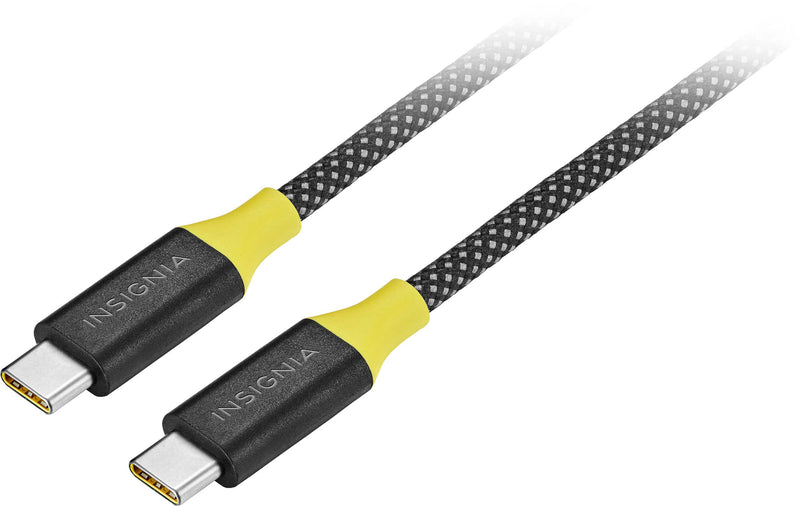 Insignia - 8ft 100W USB-C to USB-C Charge-and-Sync Braided Cable - Black