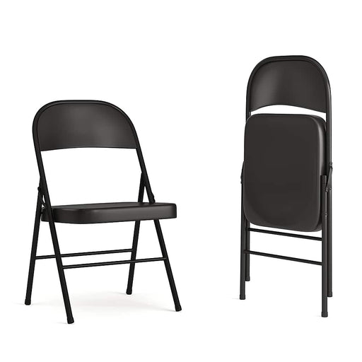 Alamont Home - Hercules Series Double Braced Metal Folding Chair (set of 2) - Black