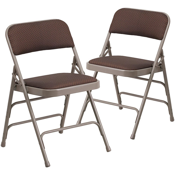 Alamont Home - Hercules Fabric Upholstered Folding Chair (set of 2) - Brown Patterned