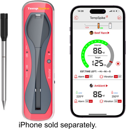 ThermoPro - TempSpike Bluetooth Smart Food/Meat Thermometer - Red/Black