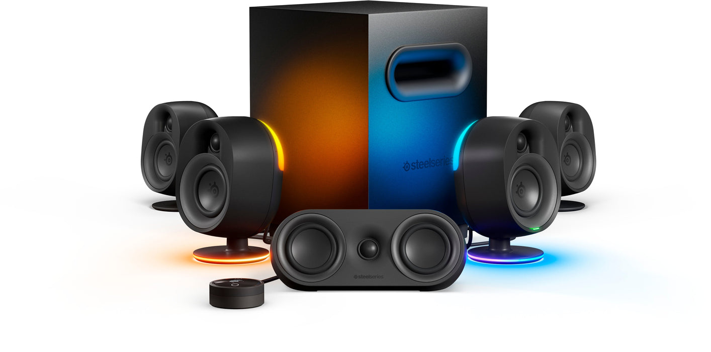 SteelSeries - Arena 9 5.1 Bluetooth Gaming Speakers with RGB Lighting (6 Piece) - Black