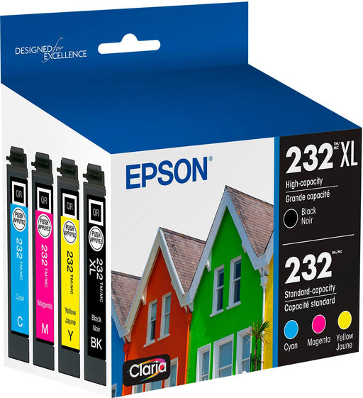 Epson - 232 Claria Ink High Capacity Black  Standard Color Cartridge Combo Pack (T232XL-BCS) - Black/Cyan/Magenta/Yellow