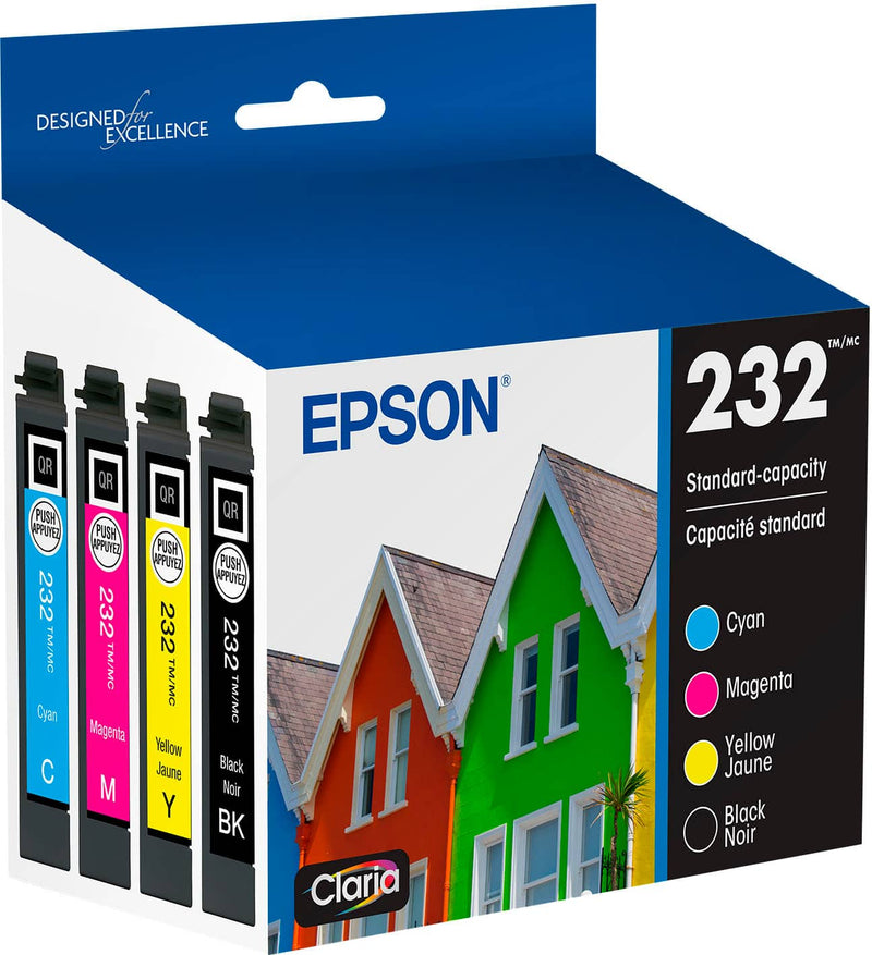 Epson - 232 Claria Ink Standard Capacity Black  Color Cartridge Combo Pack (T232120-BCS) - Black/Cyan/Magenta/Yellow