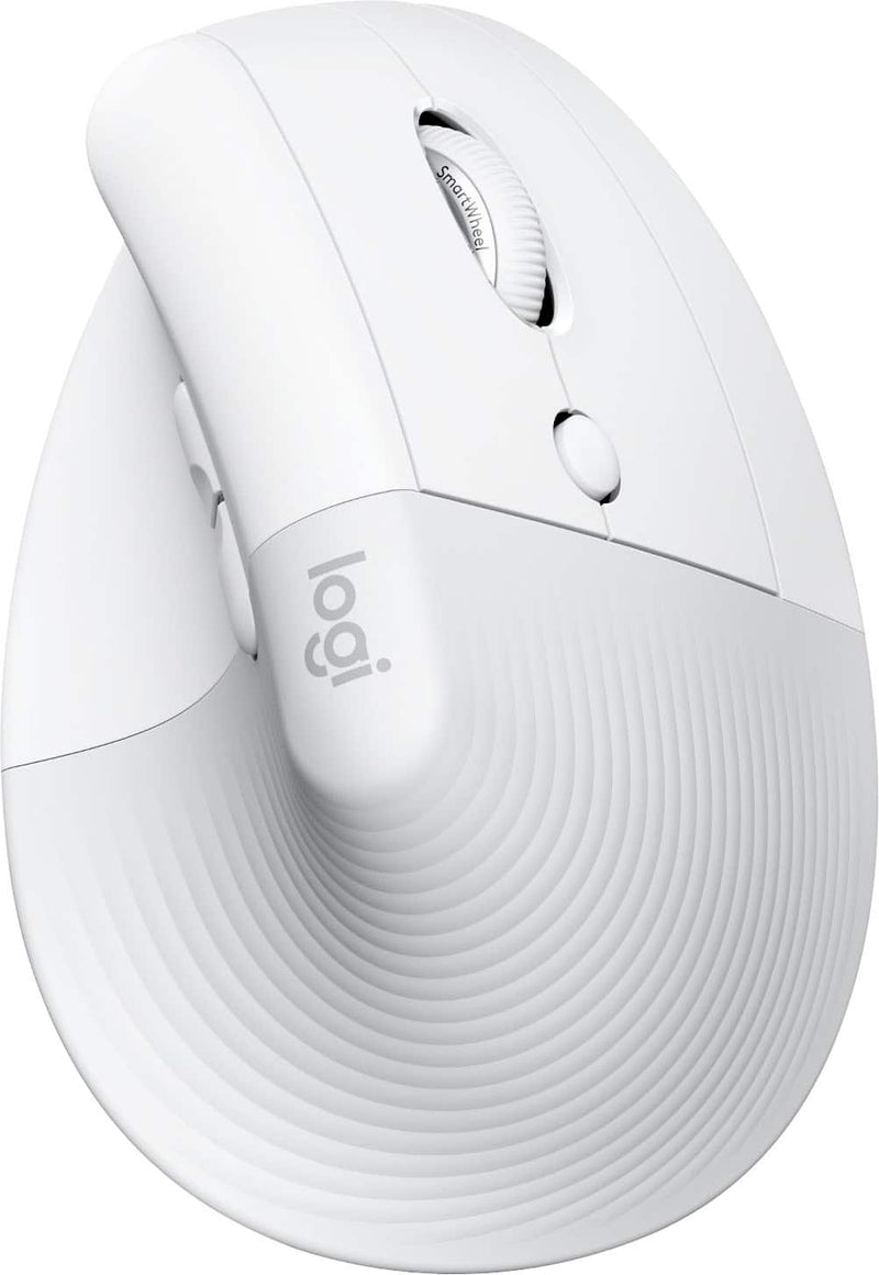 Logitech - Lift for Mac Bluetooth Optical Ergonomic Mouse with 4 Customizable Buttons - Wireless - Off-White