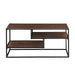 Walker Edison - Modern Minimal Coffee Table with Floating Shelves - Dark Walnut