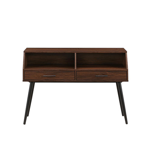 Walker Edison - Contemporary 2-Drawer Entry Table with Glass Shelves - Dark Walnut/Black