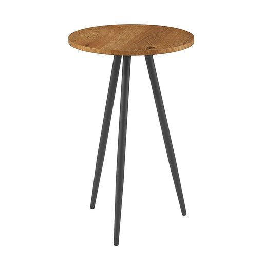 Walker Edison - Modern Glam Minimal Round Side Table - English Oak/Black