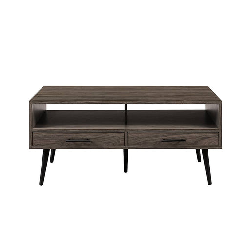 Walker Edison - Contemporary 2-Drawer Coffee Table with Open Storage - Slate Grey/Black