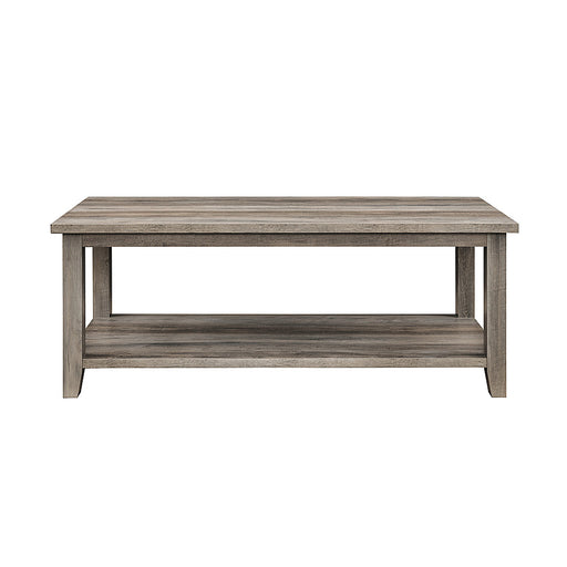 Walker Edison - Modern Minimal Coffee Table with Lower Shelf - Grey Wash