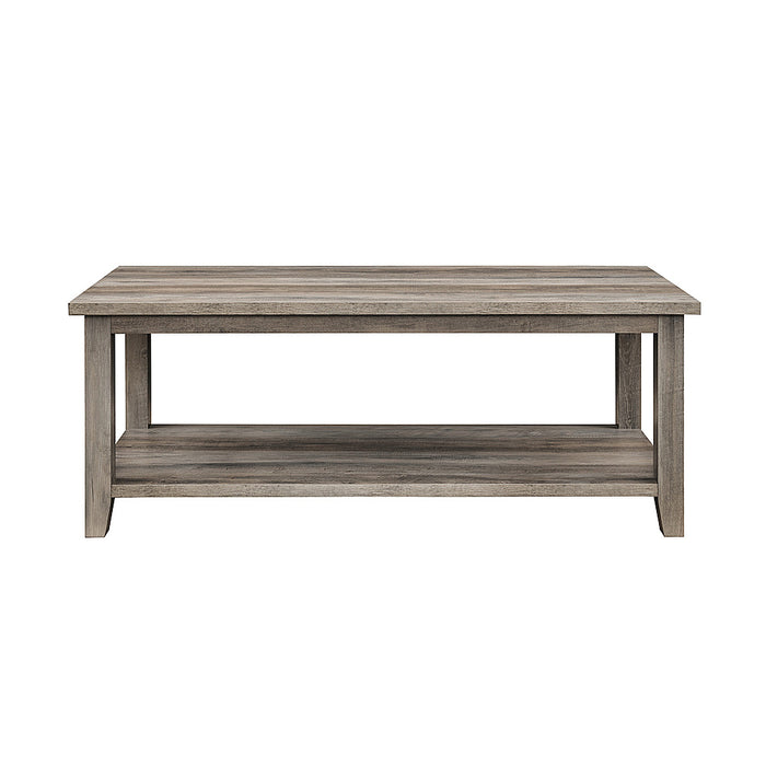 Walker Edison - Modern Minimal Coffee Table with Lower Shelf - Grey Wash