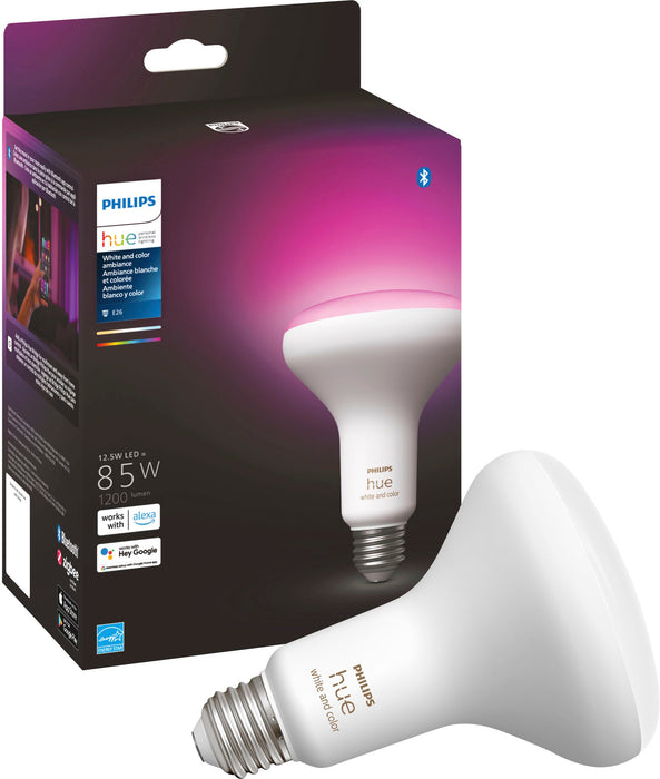 Philips - Hue BR30 Bluetooth 85W Smart LED Bulb - White and Color Ambiance