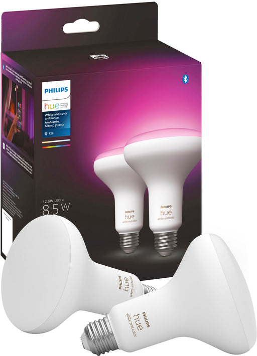 Philips - Hue BR30 Bluetooth 85W Smart LED Bulb (2-Pack) - White and Color Ambiance