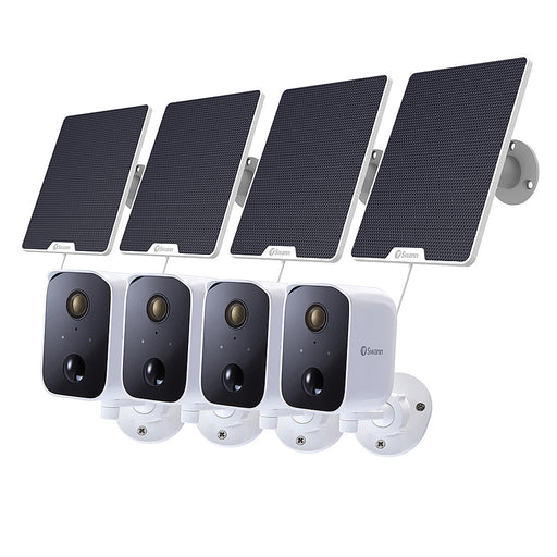 Swann - CoreCam 4-Camera Indoor/Outdoor Wireless 1080p Solar Panel Security System - Black/White