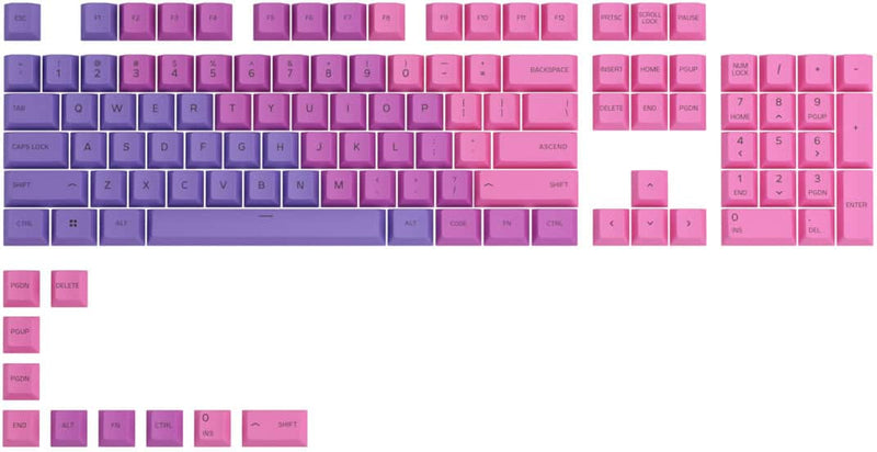 Glorious - GPBT Gradient Universal Keycap Set Compatible with Most 100 85 80 TKL 60 Compact 75 Mechanical Keyboards - Nebula