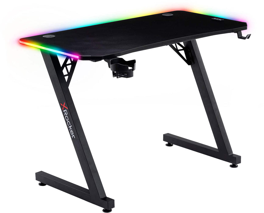 X Rocker - Cobra Gaming Desk with RGB Lighting - Black