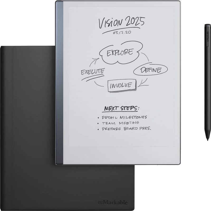 reMarkable - 2 - 10.3 Paper Tablet with Marker Plus and Premium Leather Book Folio - Black