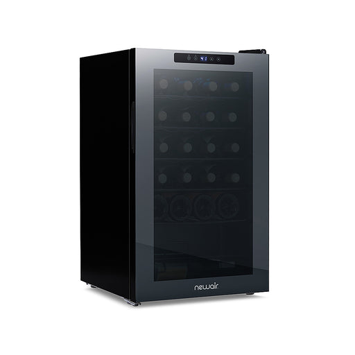 NewAir - 24-Bottle Wine Cooler with Mirrored Double-Layer Tempered Glass Door  Compressor Cooling Digital Temperature Control - Black