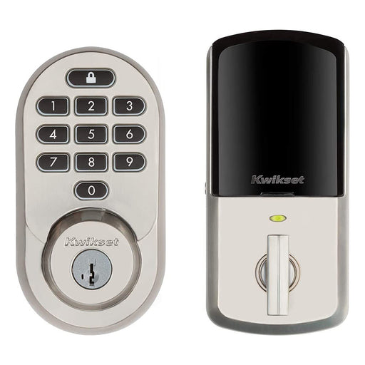 Kwikset - Halo Smart Lock Wi-Fi Replacement Deadbolt with App/Keypad/Key Access - Satin Nickel